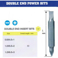 Биты комбинированные PZ1хSL4,5х0,6х 60мм CrV в упаковке 2 шт. DIN3126 хвостовик C1/4 