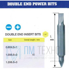 Биты комбинированные РZ2х5,5х1,0х 60мм S2 в упаковке 2 шт. DIN3126 хвостовик C1/4 