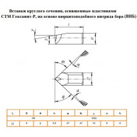 Резец Вставка  d 8х12мм, оснащенная гексанитом-Р(композит К10), угол в плане 47°и 47°