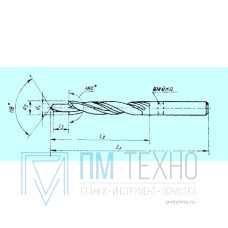 Сверло М 3 (D3,4 и d2,5) 180° ц/х Р6М5 