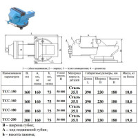 Тиски Слесарные 160 мм стальные поворотные ТСС-160 (Гомель)