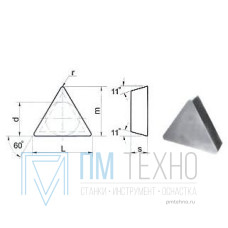 Пластина TРUN  - 220412  ВК8(В35) трехгранная (01311) гладкая без отверстия